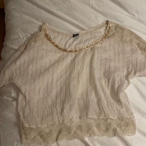 Free people crop top with lace trim